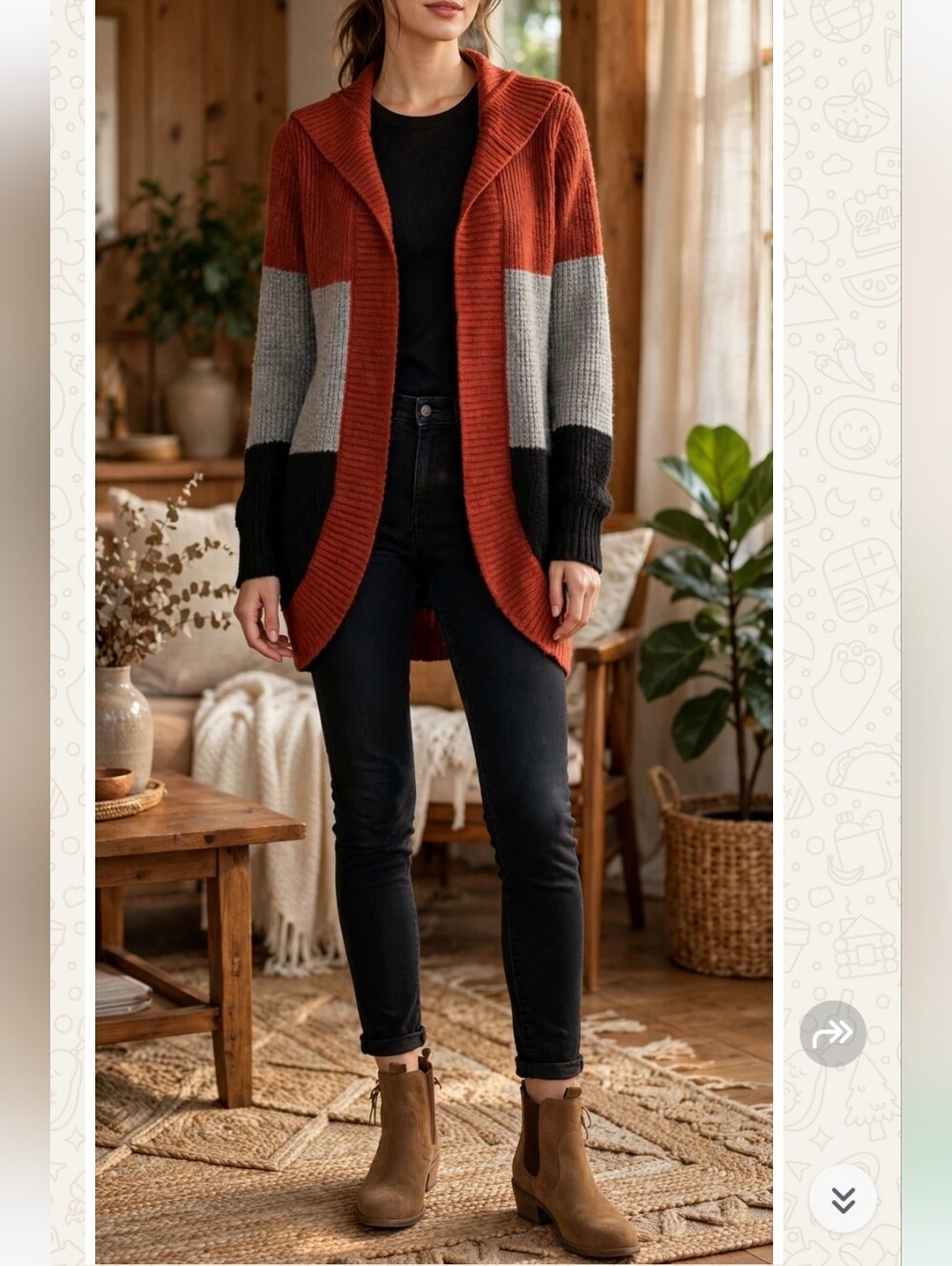 Multicolor Open Front Cardigan